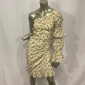 SABO SKIRT One Shoulder Ruched Floral Dress Size XS